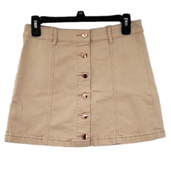 FOREVER 21 Button Down Khaki Colored Mini Skirt Womens Size 27 Summer - Picture 1 of 3